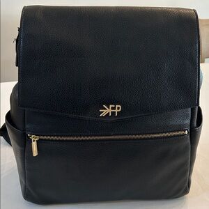 Freshly Picked Black Leather Diaper Bag